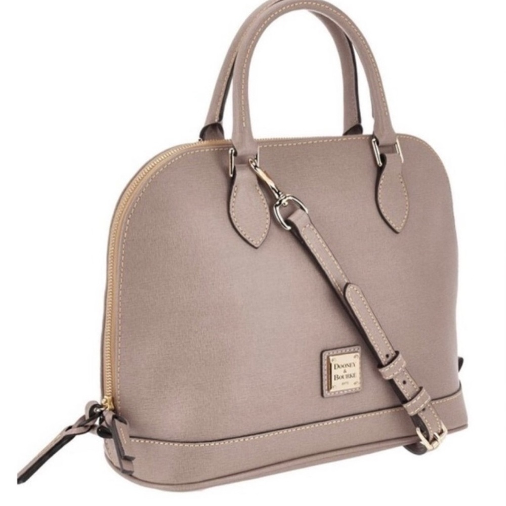 Dooney & Bourke Taupe Sorrento Zip Zip Satchel